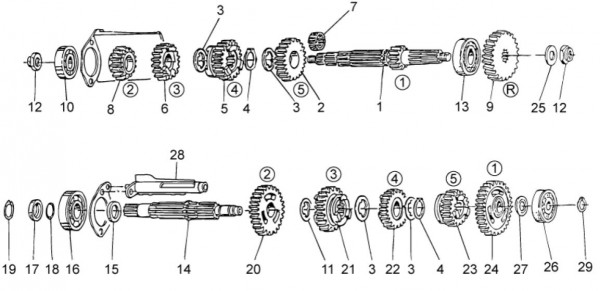 Motor Schaltgetriebe - Moto-Guzzi V 7 750ccm 4T 4V AC 2014- ZGULWS00