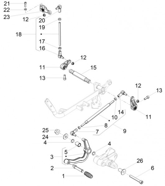 Motor Schalthebel - Moto-Guzzi V 9 850ccm 4T 4V AC 2017- ZGULHE00