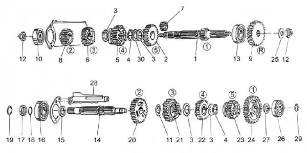 Motor Schaltgetriebe - Moto-Guzzi V 7 750ccm 4T 4V AC 2013- ZGULWE02