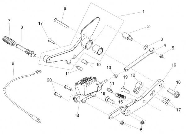 Bowdenzüge Fußbremspedal - Moto-Guzzi V 9 850ccm 4T 4V AC 2017- ZGULHB00