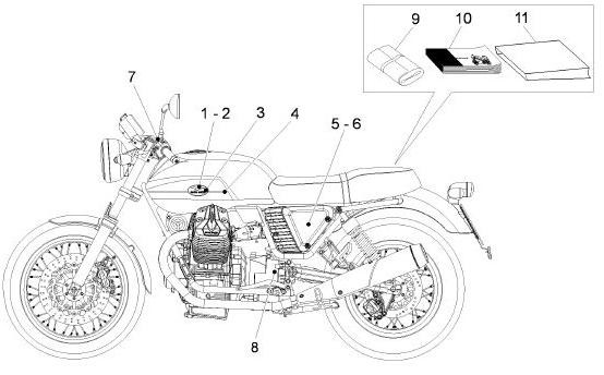 Fahrgestell Dekore - Moto-Guzzi V 7 750ccm 4T 4V AC 2013- ZGULWE02