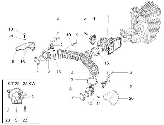 Motor Drosselklappengehäuse - Moto-Guzzi V 7 750ccm 4T 4V AC 2013- ZGULWU01