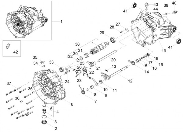 Motor Schaltgetriebe - Moto-Guzzi V 9 850ccm 4T 4V AC 2017- ZGULHE00