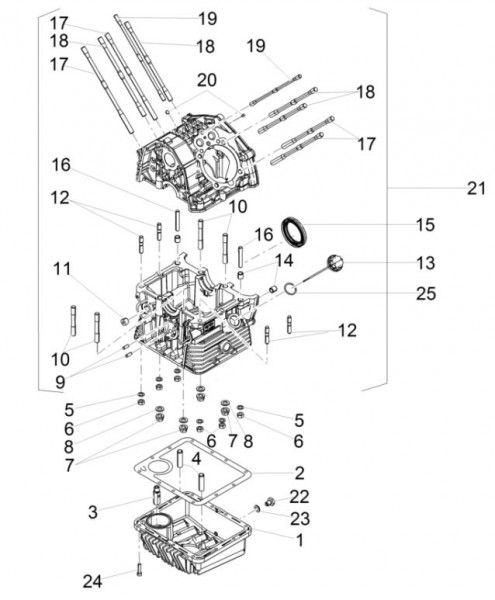 Motor Kurbelgehäuse - Moto-Guzzi V 9 850ccm 4T 4V AC 2017- ZGULHB00