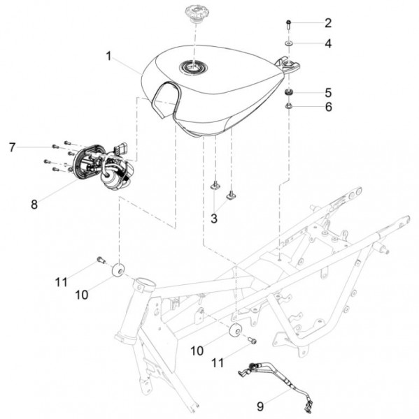 Fahrgestell Benzintank - Moto-Guzzi V 9 850ccm 4T 4V AC 2017- ZGULHE00
