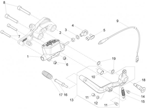 Bowdenzüge Fußbremspedal - Moto-Guzzi V 9 850ccm 4T 4V AC 2017- ZGULHE00
