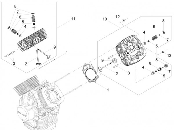 Motor Zylinderkopf - Moto-Guzzi V 9 850ccm 4T 4V AC 2017- ZGULHE00