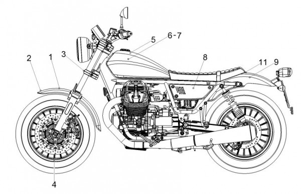 Fahrgestell Dekore - Moto-Guzzi V 9 850ccm 4T 4V AC 2017- ZGULHE00